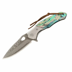 Outdoor EDC Pocket Knife - VG10 Damascus Blade, Green Mosaic G10 Handle - Style 1463