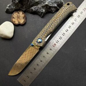 Gold Pattern Handle Outdoor EDC Folding Knife
