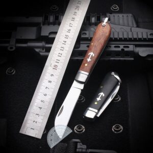 Compact Wood Handle Outdoor EDC Folding Knife