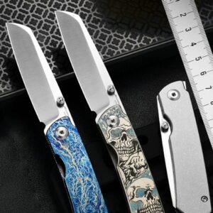 Blue Engraved Outdoor EDC Folding Knife