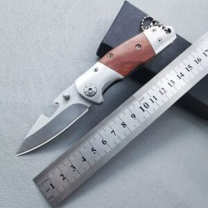 Compact Brown Handle Outdoor EDC Folding Knife