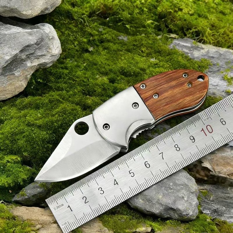 wood-handle-outdoor-edc-folding-knife-11 Wood Handle Outdoor EDC Folding Knife