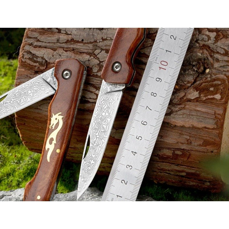 wood-handle-outdoor-edc-folding-knife-set-3 Wood Handle Outdoor EDC Folding Knife Set