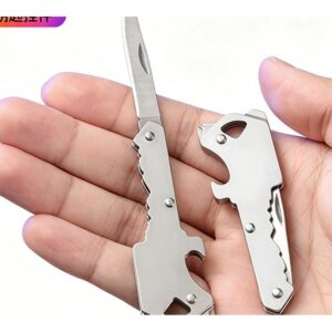 Silver Key Shape Multi-Function Folding Utility Knife