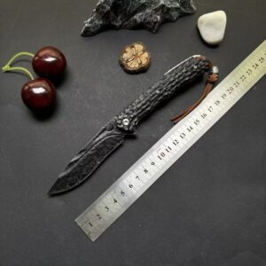 Black Textured Outdoor Folding Knife
