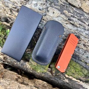 Orange Handle Outdoor Folding Knife With Case