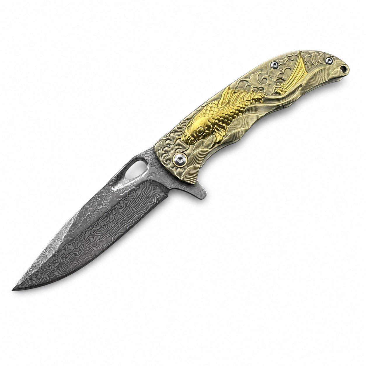 45676-main-white-clean.jpg Koi Damascus Mini Folding Knife