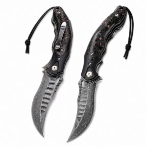 Abyss Damascus Quick-Opening Folding Knife