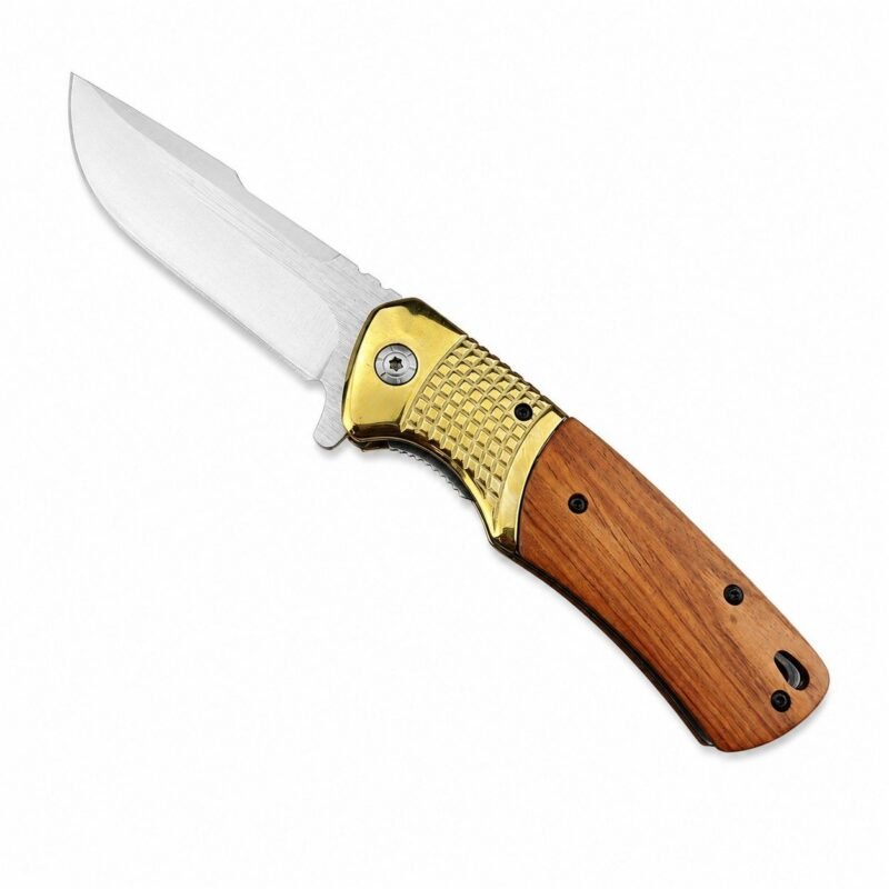 5Cr13MoV Brass and Wood Folding Knife